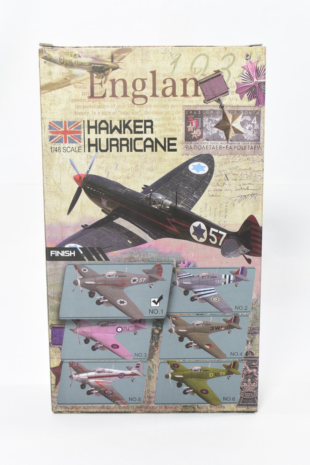 4D Model Hawker Hurricane 1/48 Scale Snap Fit Model Kit pre-painted No.1 box