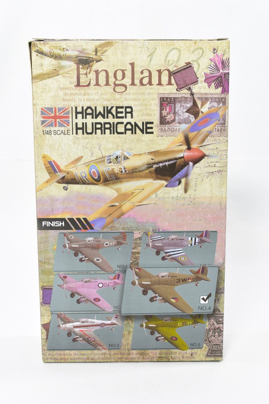 4D Model Hawker Hurricane 1/48 Scale Snap Fit Model Kit pre-painted No.4 box