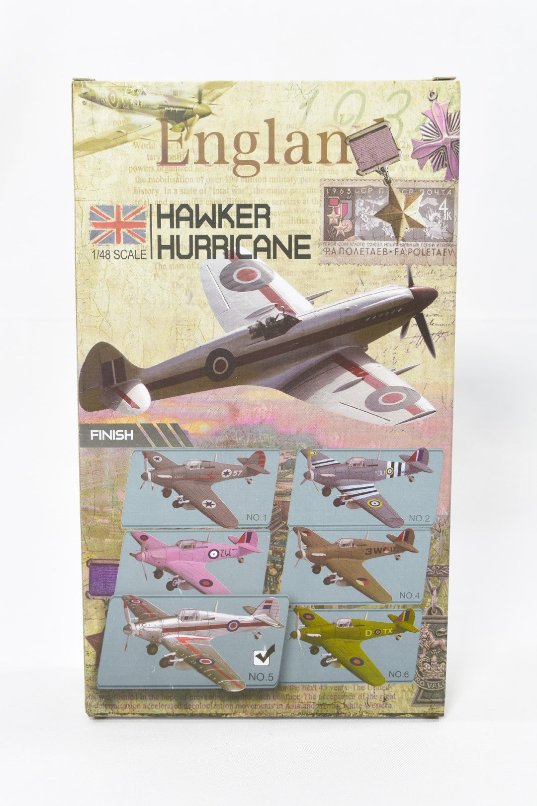 4D Model Hawker Hurricane 1/48 Scale Snap Fit Model Kit pre-painted No.5 box