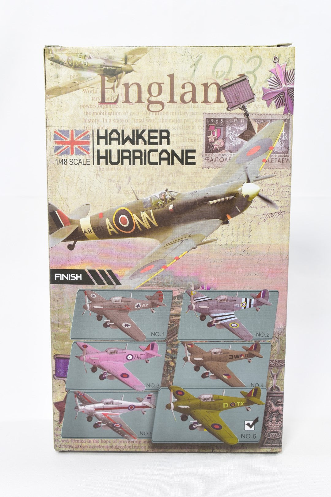 4D Model Hawker Hurricane 1/48 Scale Snap Fit Model Kit pre-painted No.6 box