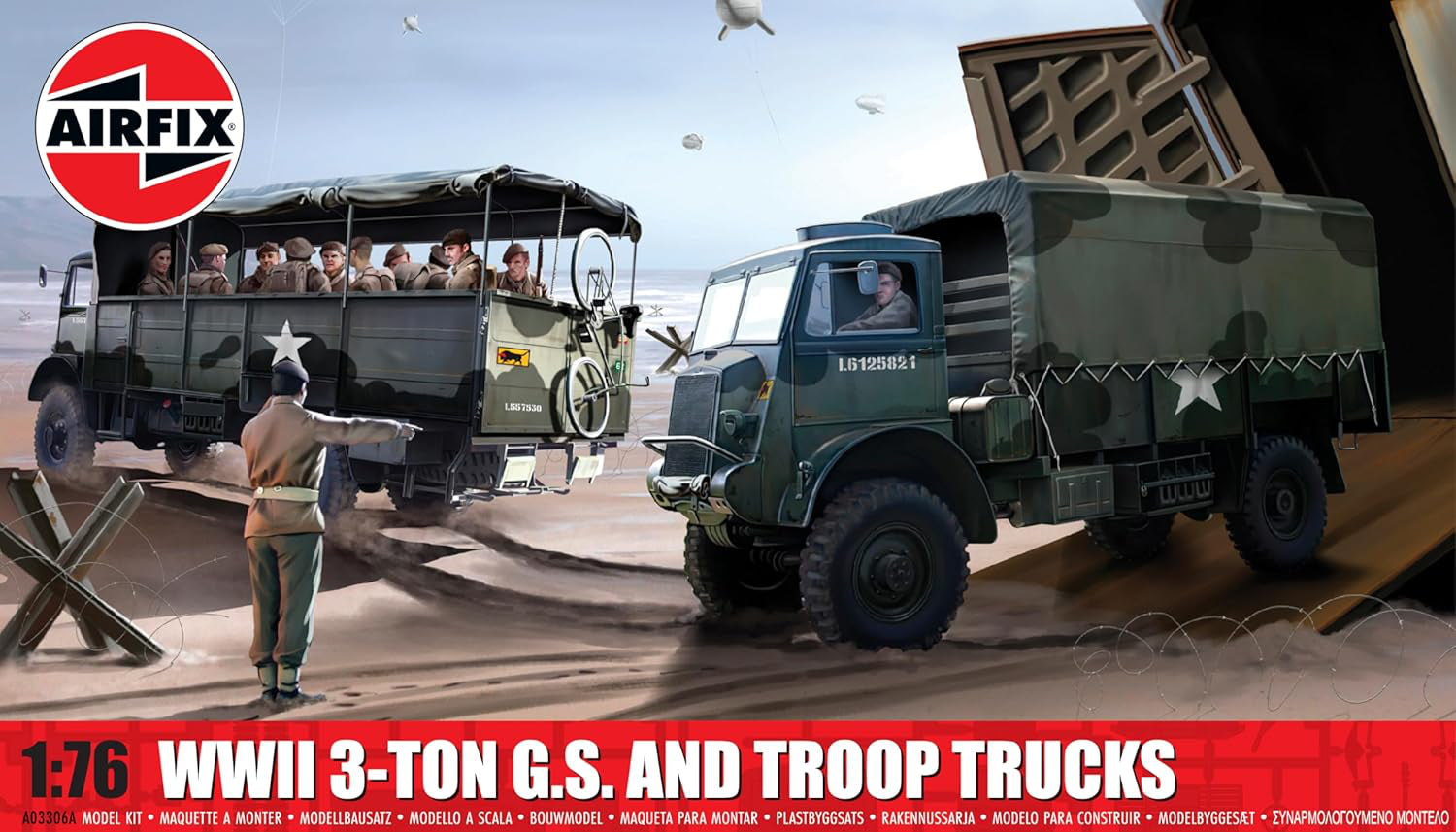 Airfix WWII 3t 4X4 GS & Troop Truck 1/76 Model Kit A03306A