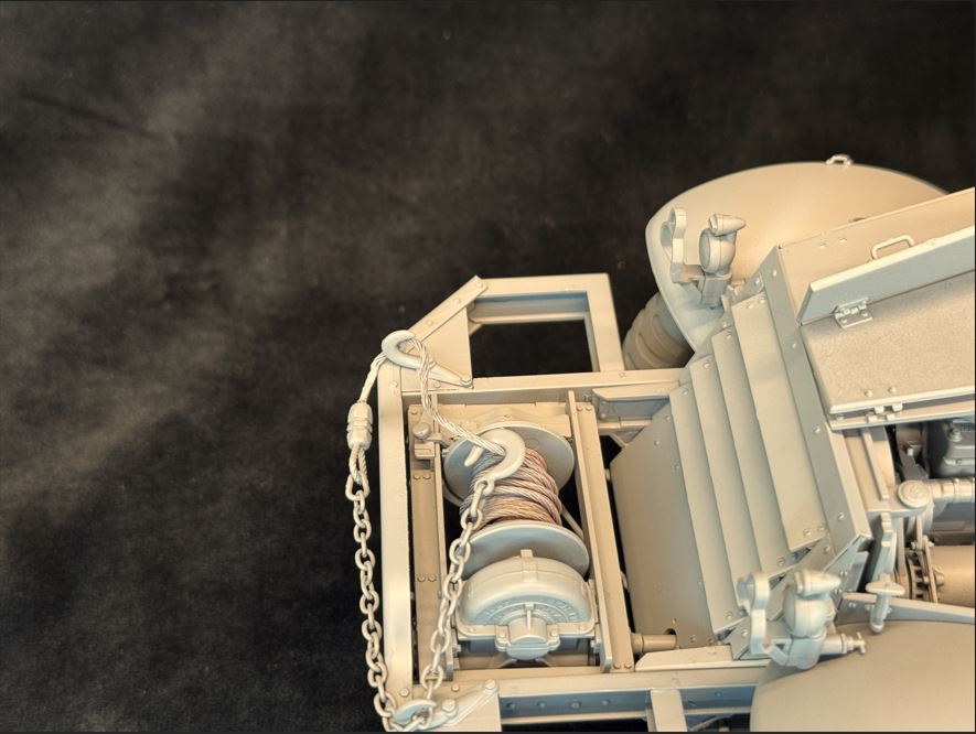 Close-up of Andy's Hobby HQ M3/M3A1 model kit winch
