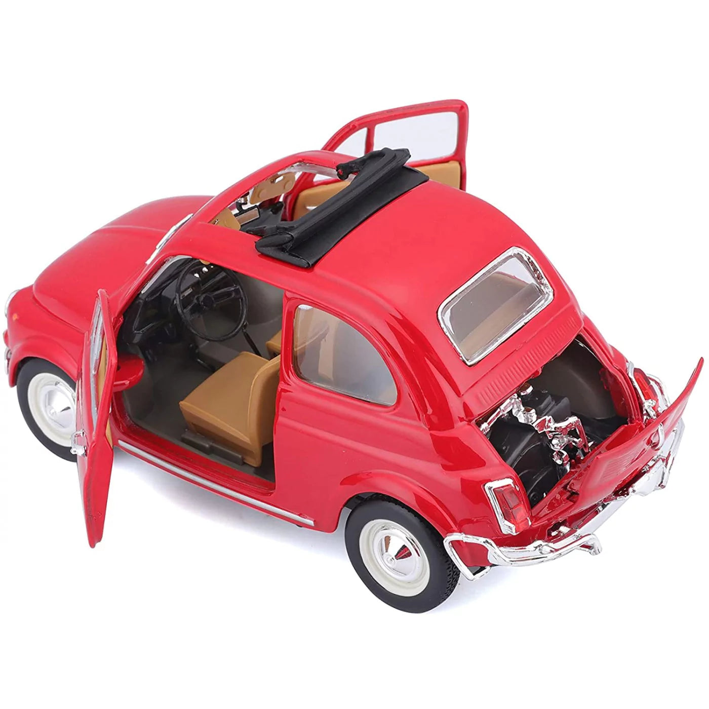 Bburago 1/24 Fiat 500L 1968 Red Diecast model open doors