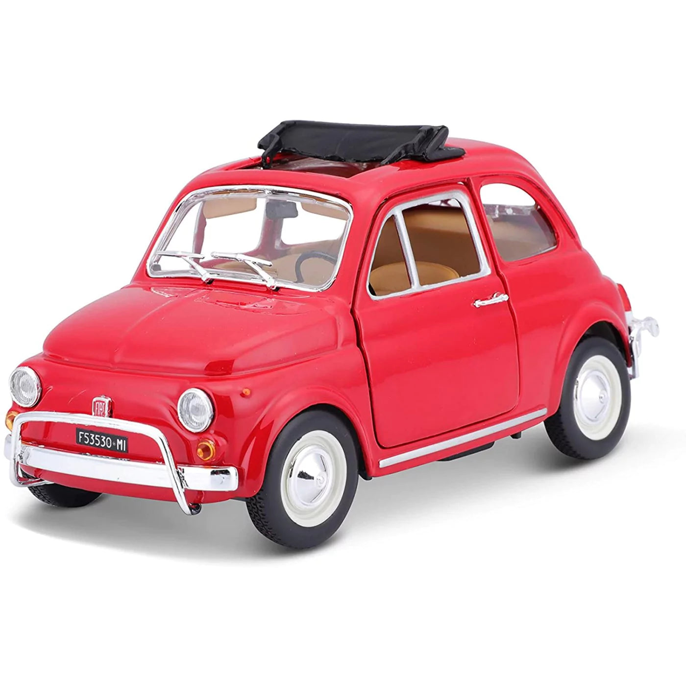 Bburago 1/24 Fiat 500L 1968 Red Diecast model side view
