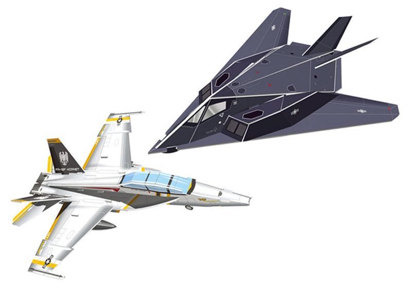 CubicFun Super Military F-117 Nighthawk and F/A-18 Hornet 3D Puzzle kit P629h close up