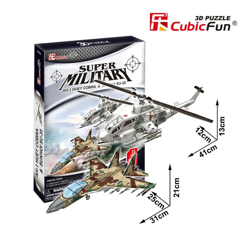 CubicFun Super Military AH-1 Huey Cobra and Sukhoi SU-35 3D Puzzle kit P628h
