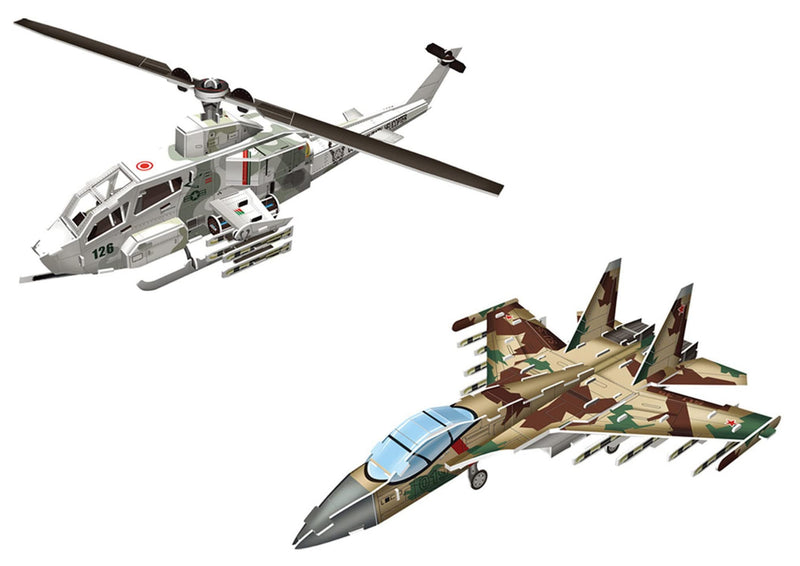 CubicFun Super Military AH-1 Huey Cobra and Sukhoi SU-35 3D Puzzle kit P628h close up