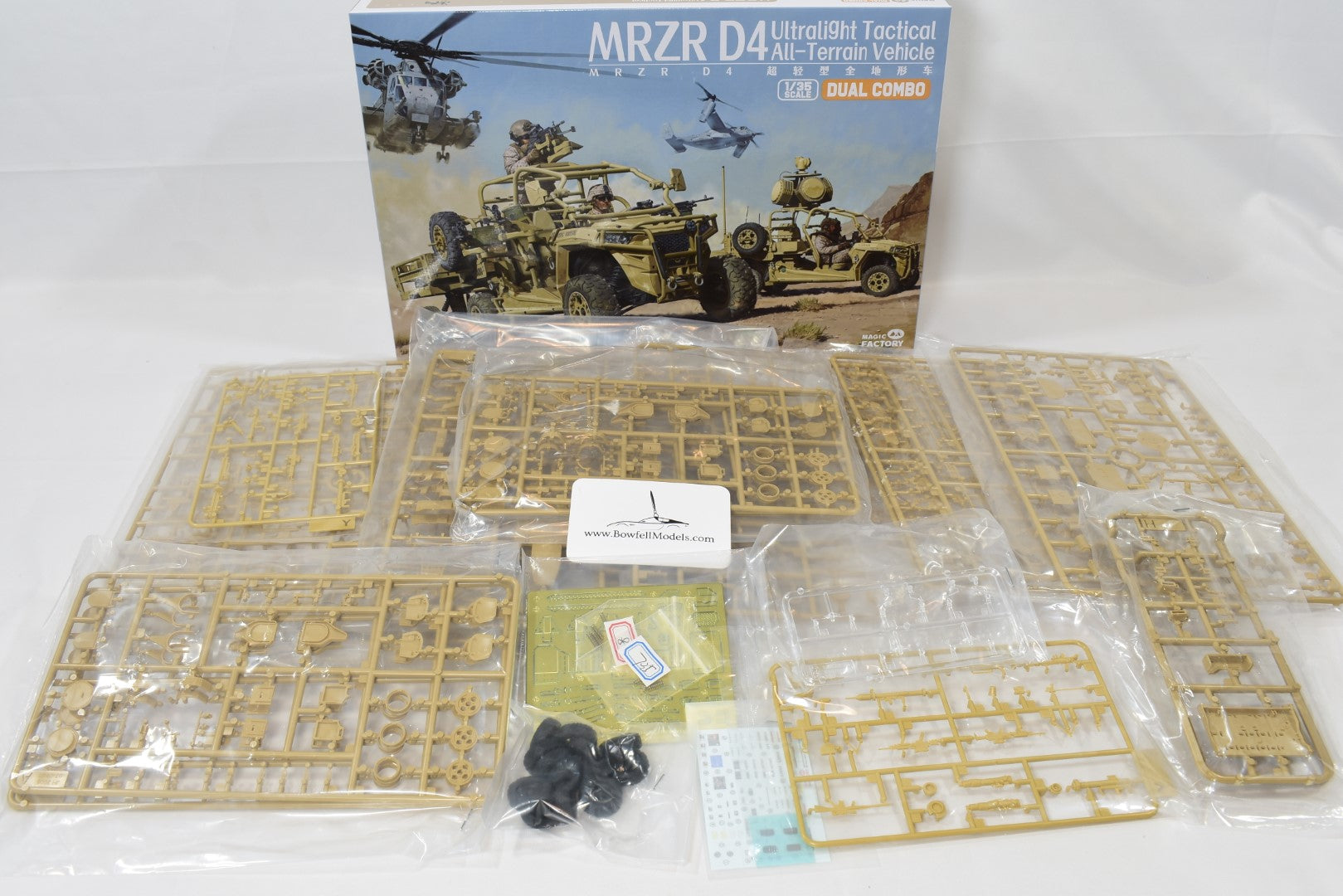 Magic Factory 1/35 MRZR D4 Light Tactical All-Terrain Vehicle Dual combo Model kit contents