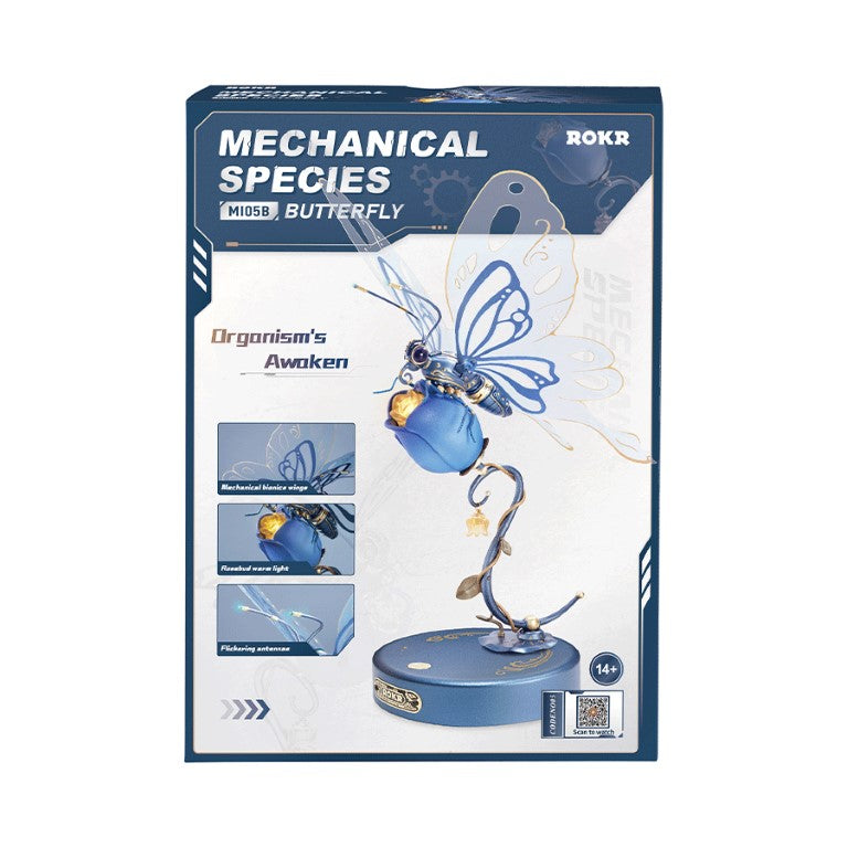 Rokr Butterfly Blue Mechanical Species Model Kit M105B box