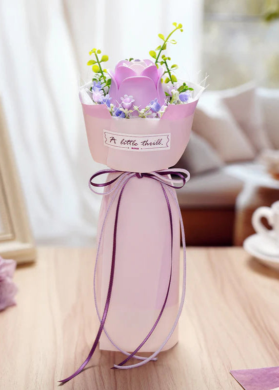 Rokr Purple Rose Floral Art Bouquet Model Kit AF021 built