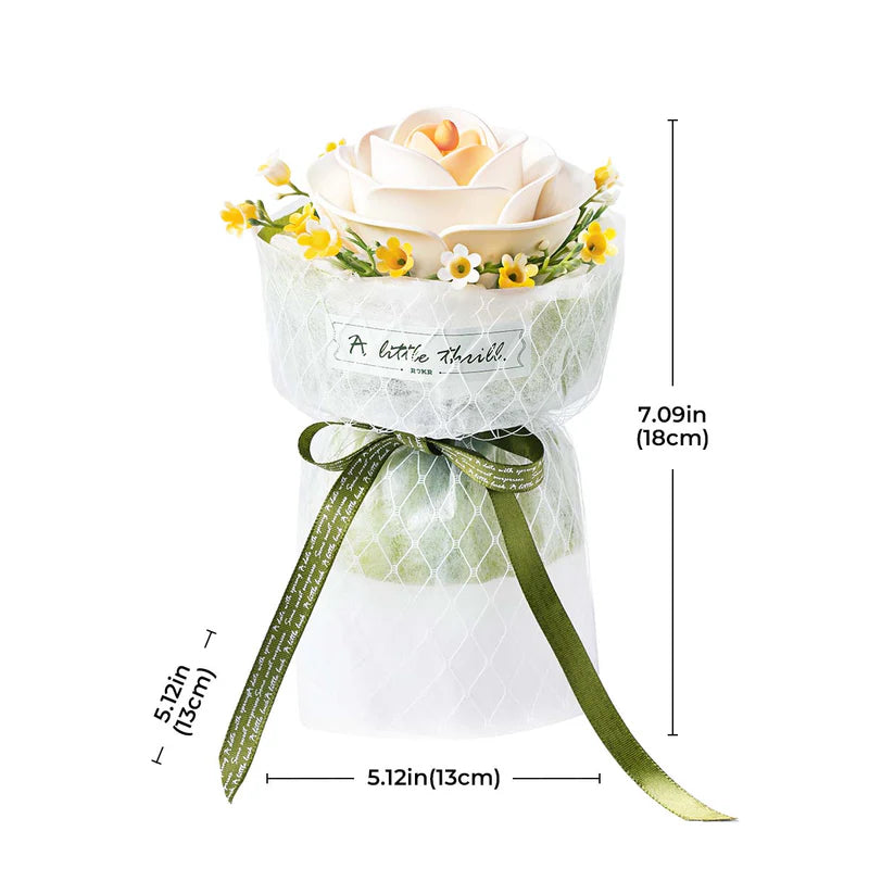 Rokr White Camellia Floral Art Bouquet Model Kit AF011 dimensions