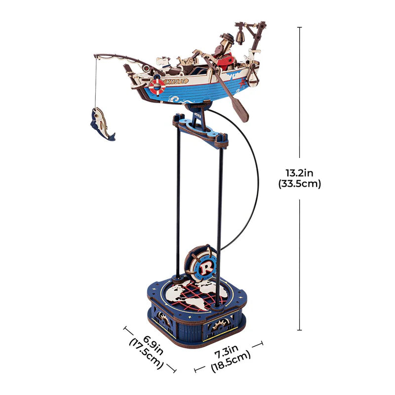Rokr Gravity Swing Ocean Fisher Wooden Model Kit MCD02 dimensions