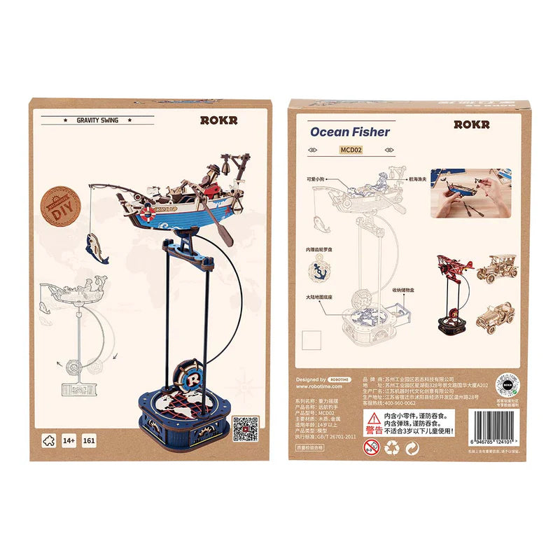 Rokr Gravity Swing Ocean Fisher Wooden Model Kit MCD02 box