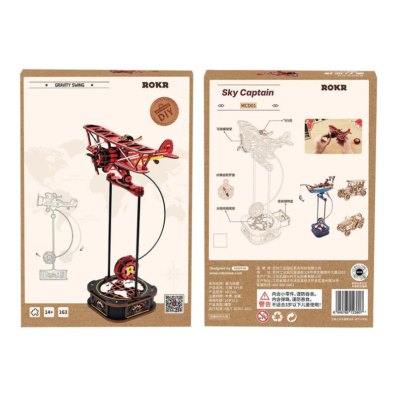 Rokr Gravity Swing Sky Captain Wooden Model Kit MCD01 box