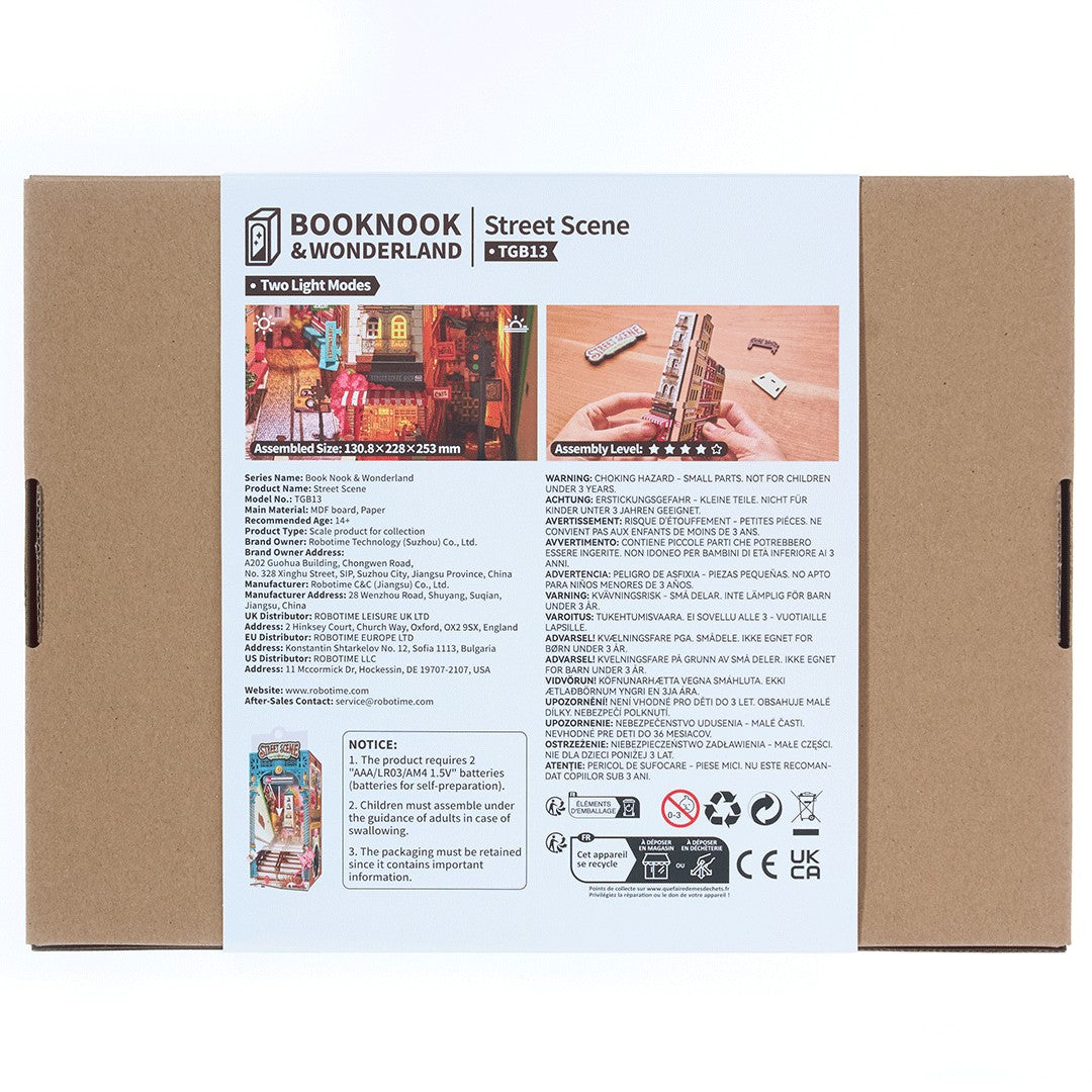 Box for a model kit by Booknook & Wonderland with product images and text on a white background