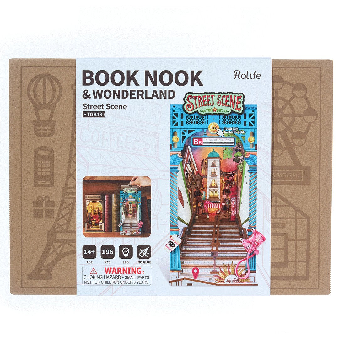 Rolife Book Nook & Wonderland Street Scene packaging