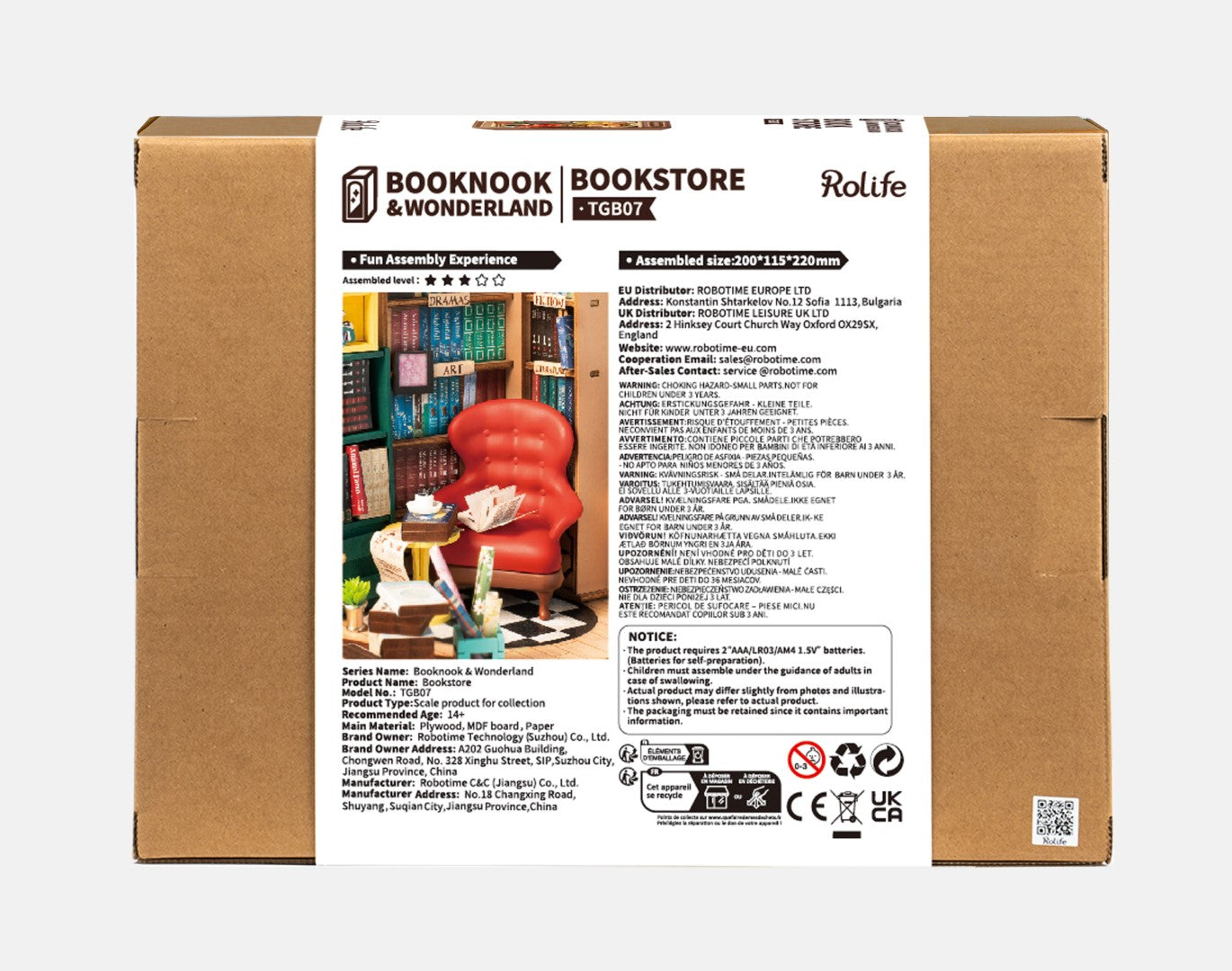 rolife book nook wonderland bookstore box back