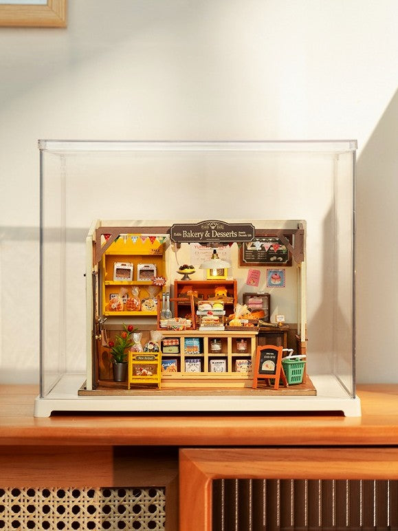 rolife diy miniature house display box df03l on shelf