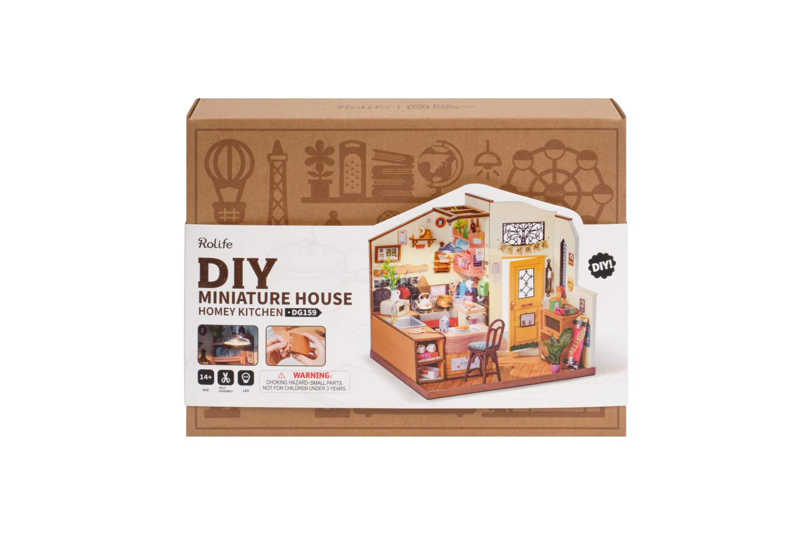 Rolife Homey Kitchen DIY Miniature House Model kit DG159 box