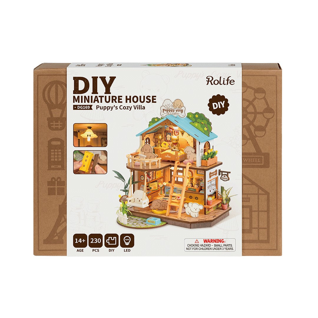 Rolife DIY miniature house kit packaging on a white background