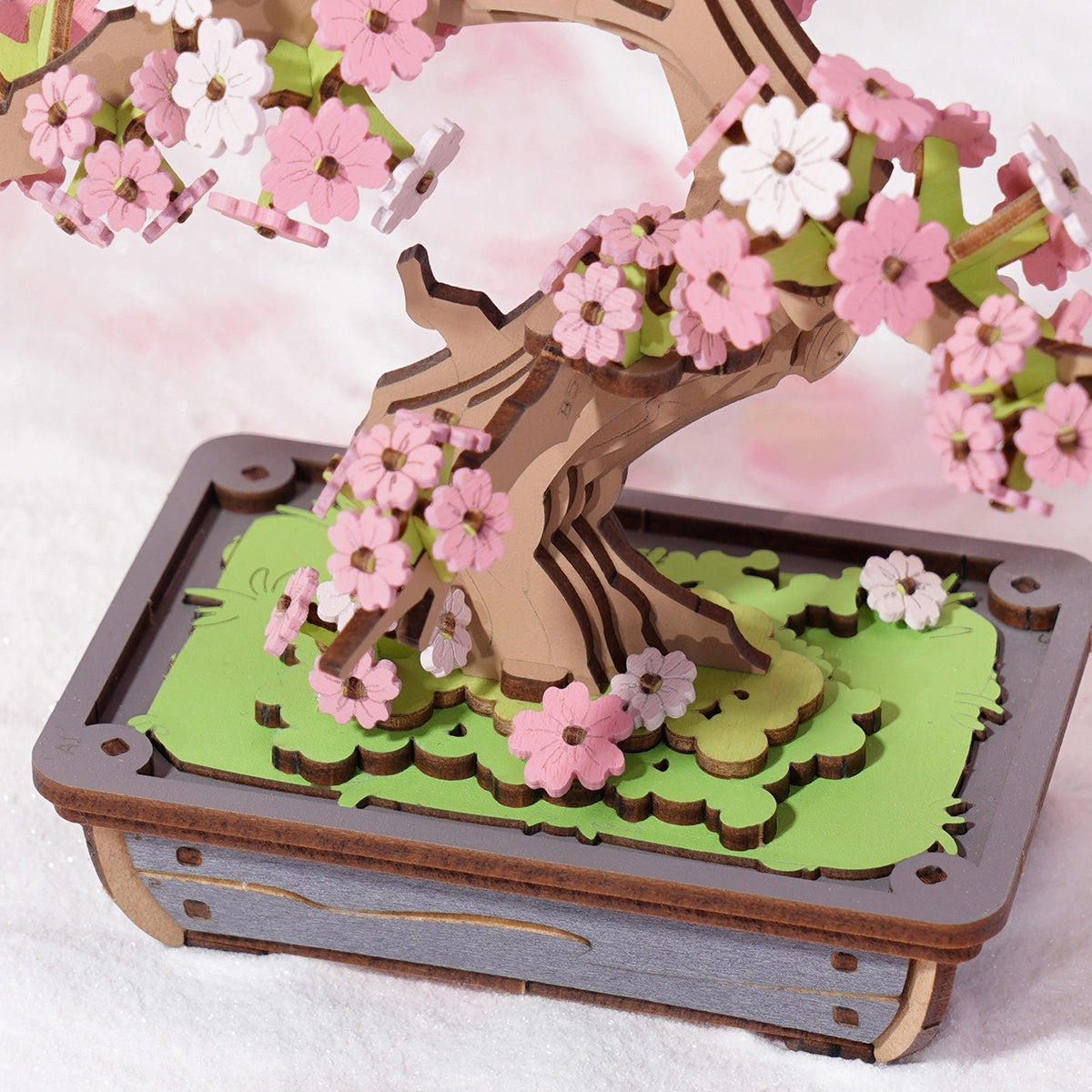 Rolife Sakura Bonsai 3D Wooden Puzzle Creation Model kit TG415 close up view