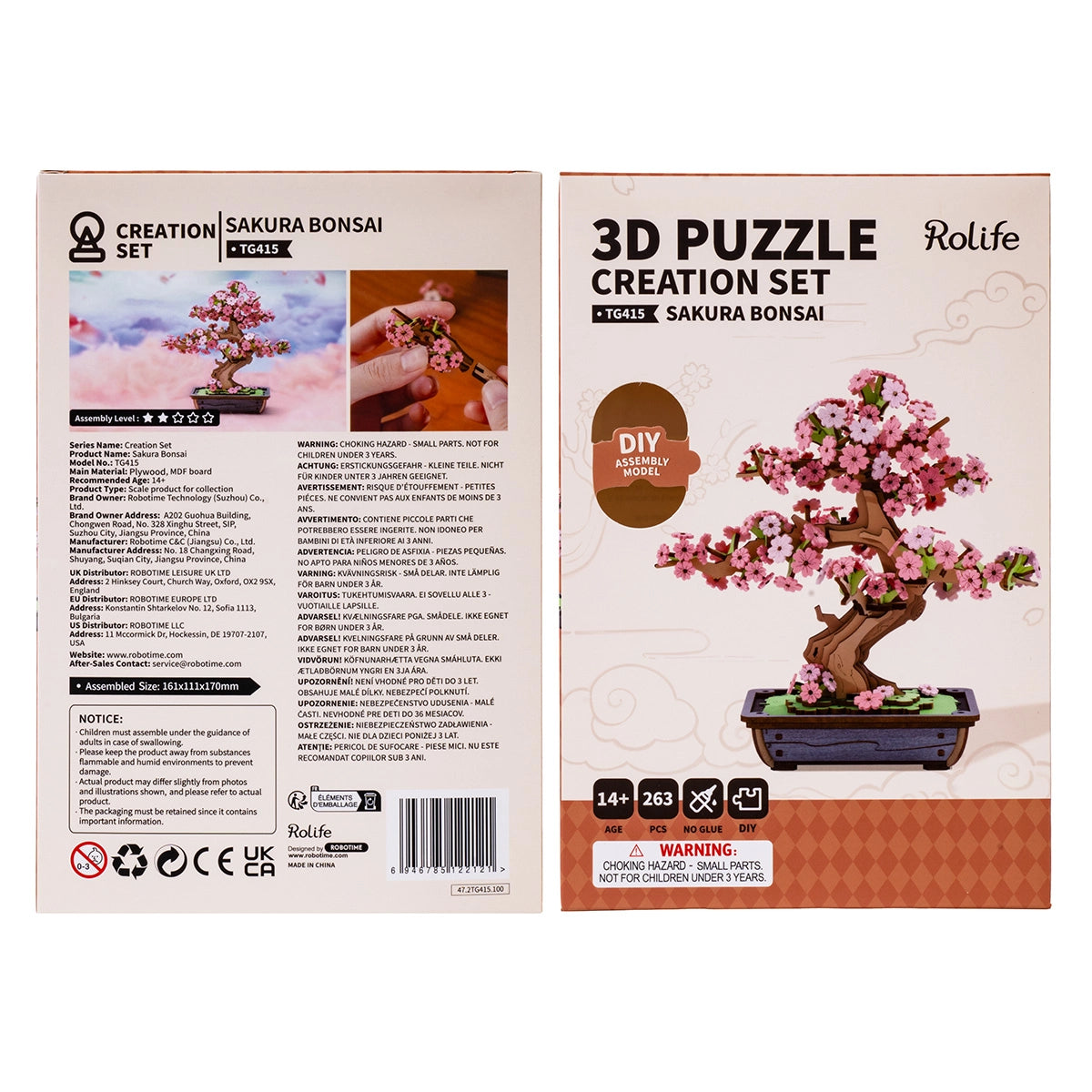 Rolife Sakura Bonsai 3D Wooden Puzzle Creation Model kit TG415 box