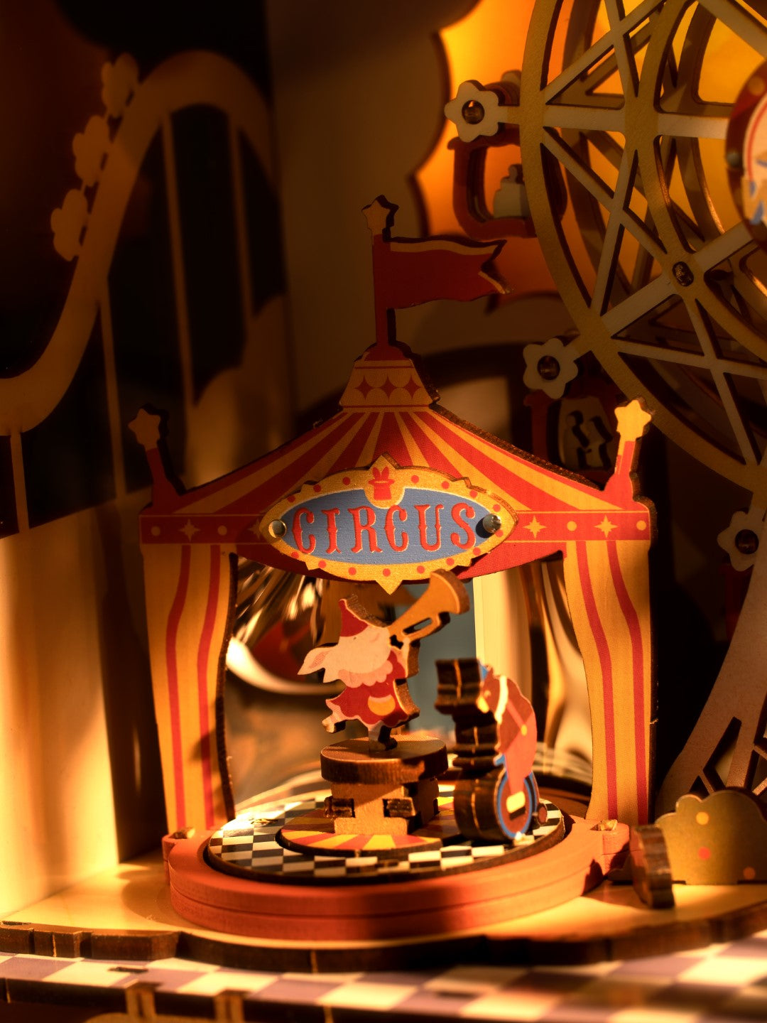 Rolife Sunset Carnival Music Box Wooden Model Kit AMT01 details