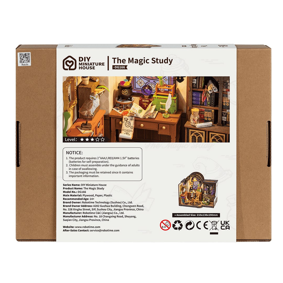 Rolife The Magic Study DIY Miniature house model kit DG166 box back