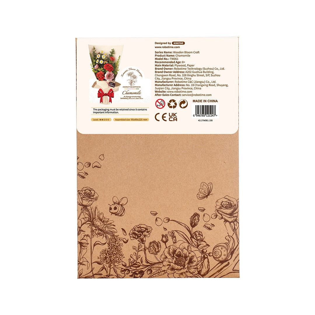 rowood chamomile flower wooden model kit back
