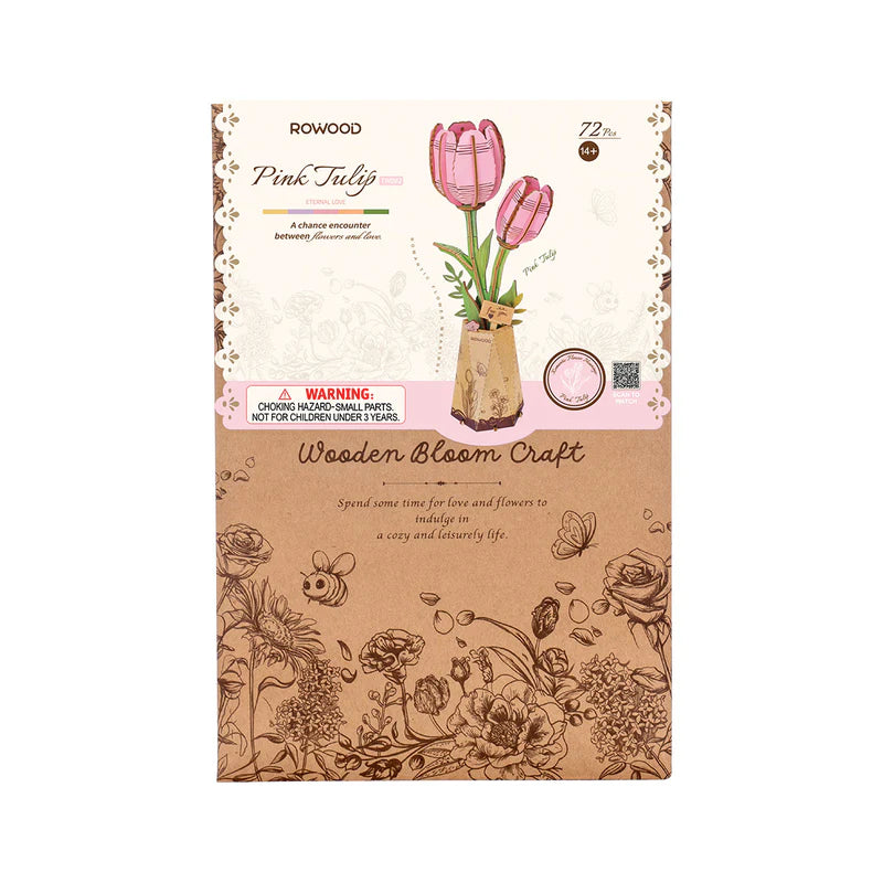 Rowood Pink Tulip Wooden Model Flower Craft kit TW082 box
