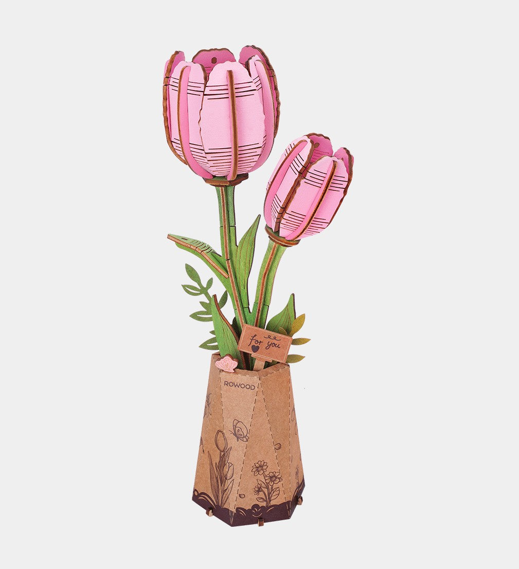 Rowood Pink Tulip Wooden Model Flower Craft kit TW082