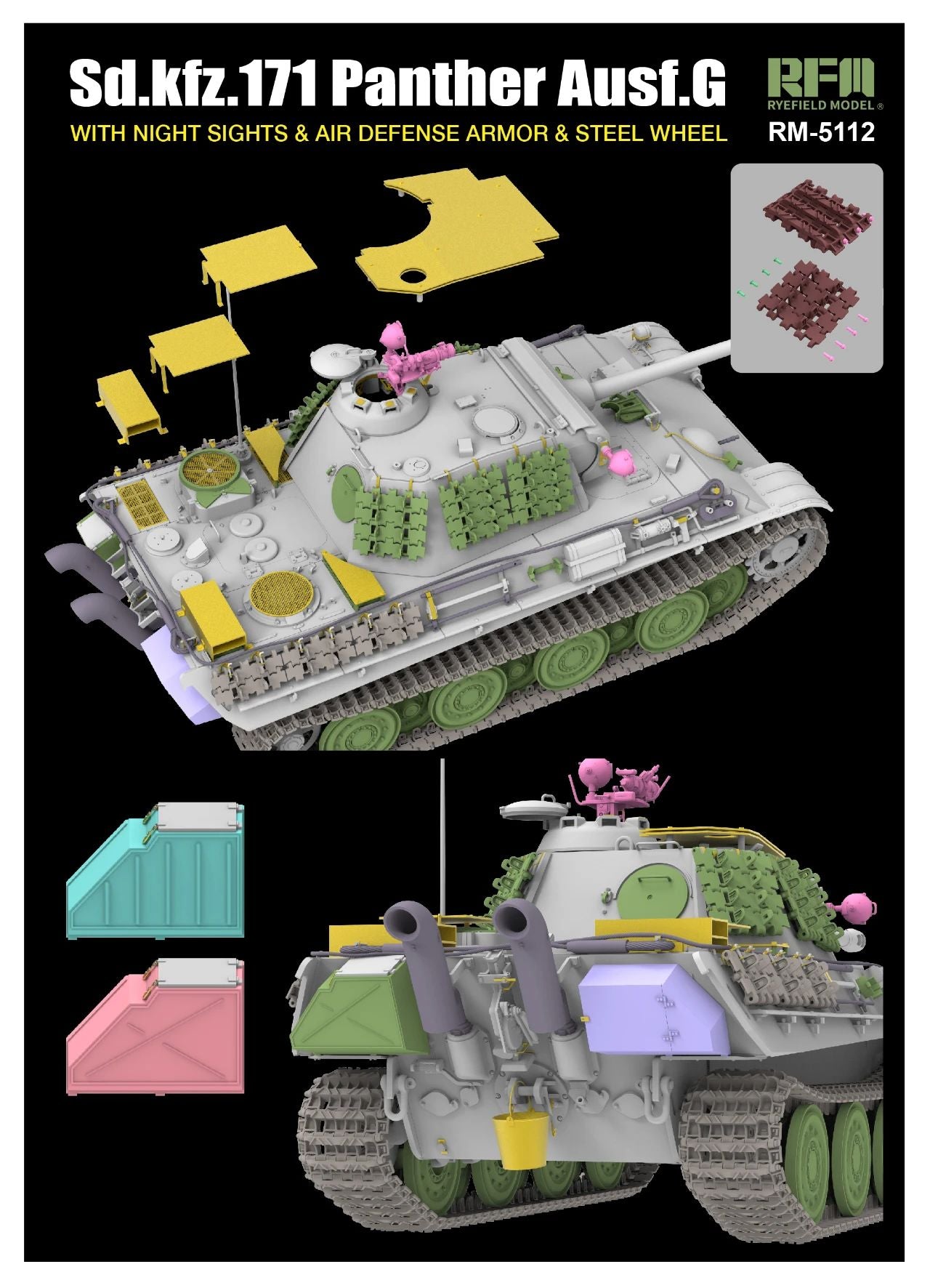 Ryefield Models Panther Ausf.G with Night Sights 1/35 scale kit 5112 extras