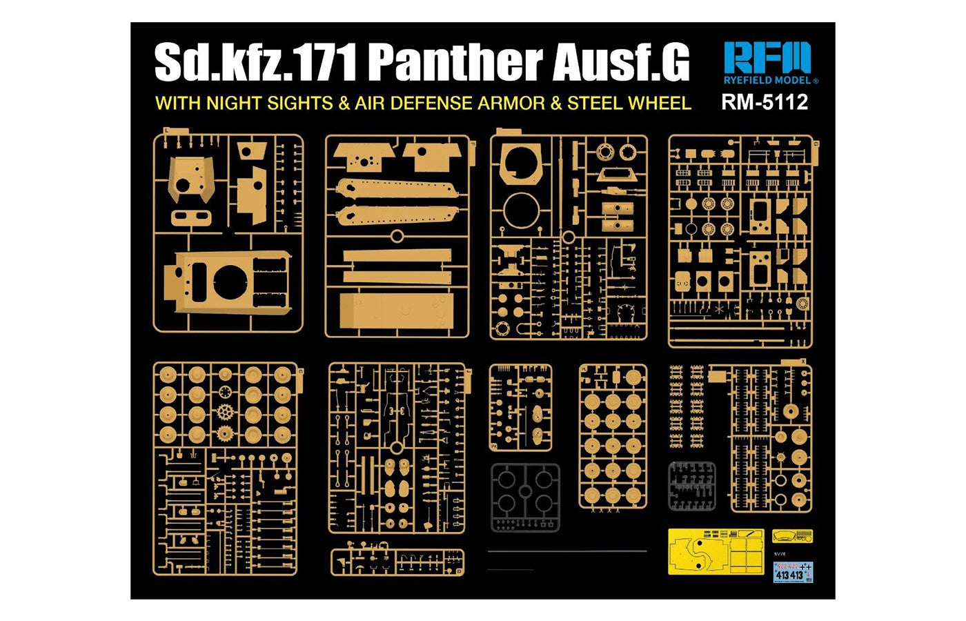 Ryefield Models Panther Ausf.G with Night Sights 1/35 scale kit 5112 contents