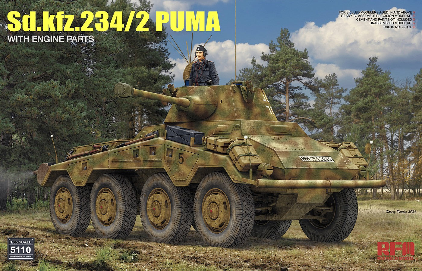Ryefield Model 1/35 scale Sd.Kfz.234/2 Puma Armoured Car model kit 5110