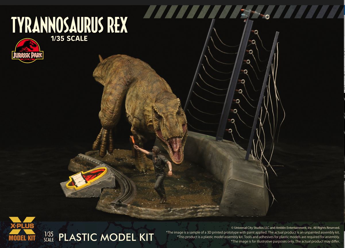X-Plus 1/35 Jurassic Park Tyrannosaurus Rex T-Rex Plastic Model Kit front