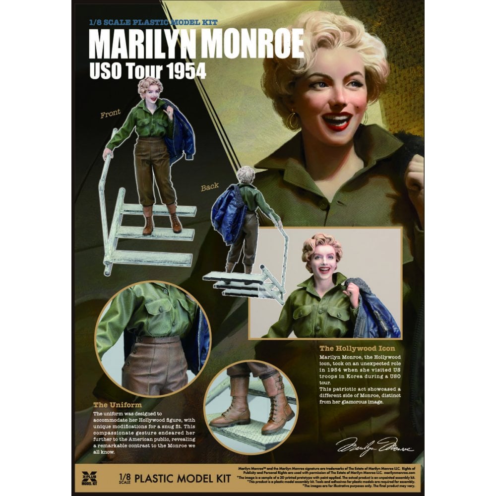 X-Plus Models Marilyn Monroe USO Tour 1954 1/8 scale model kit details