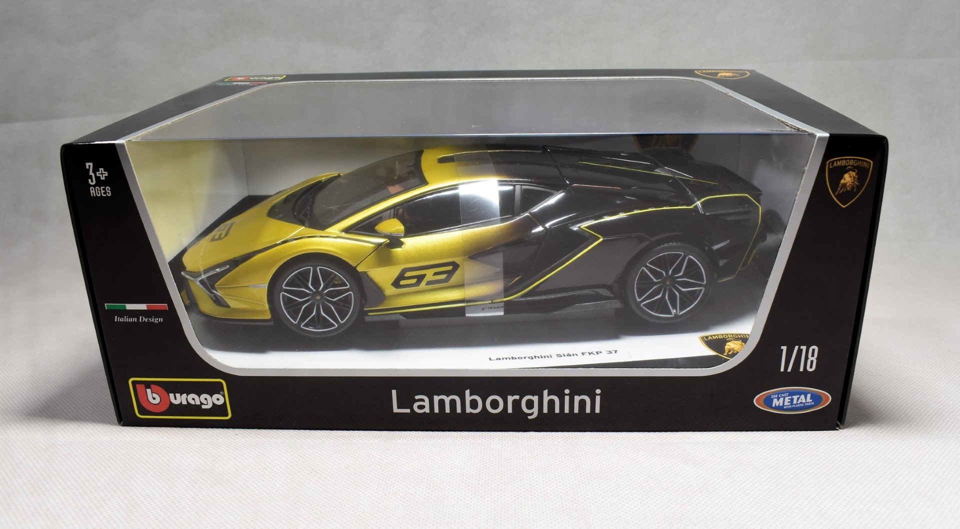 Bburago Lamborghini Sian Yellow 1/18 Diecast