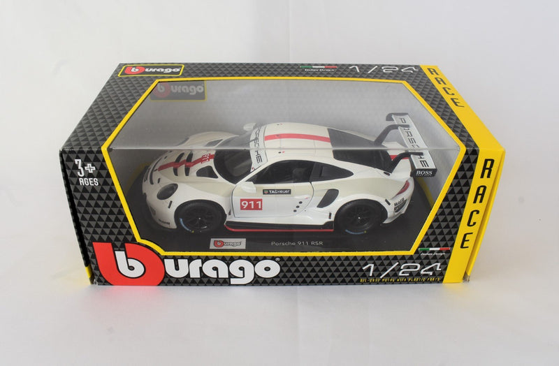 Bburago Porsche 911 RSR 1/24 scale diecast model car white