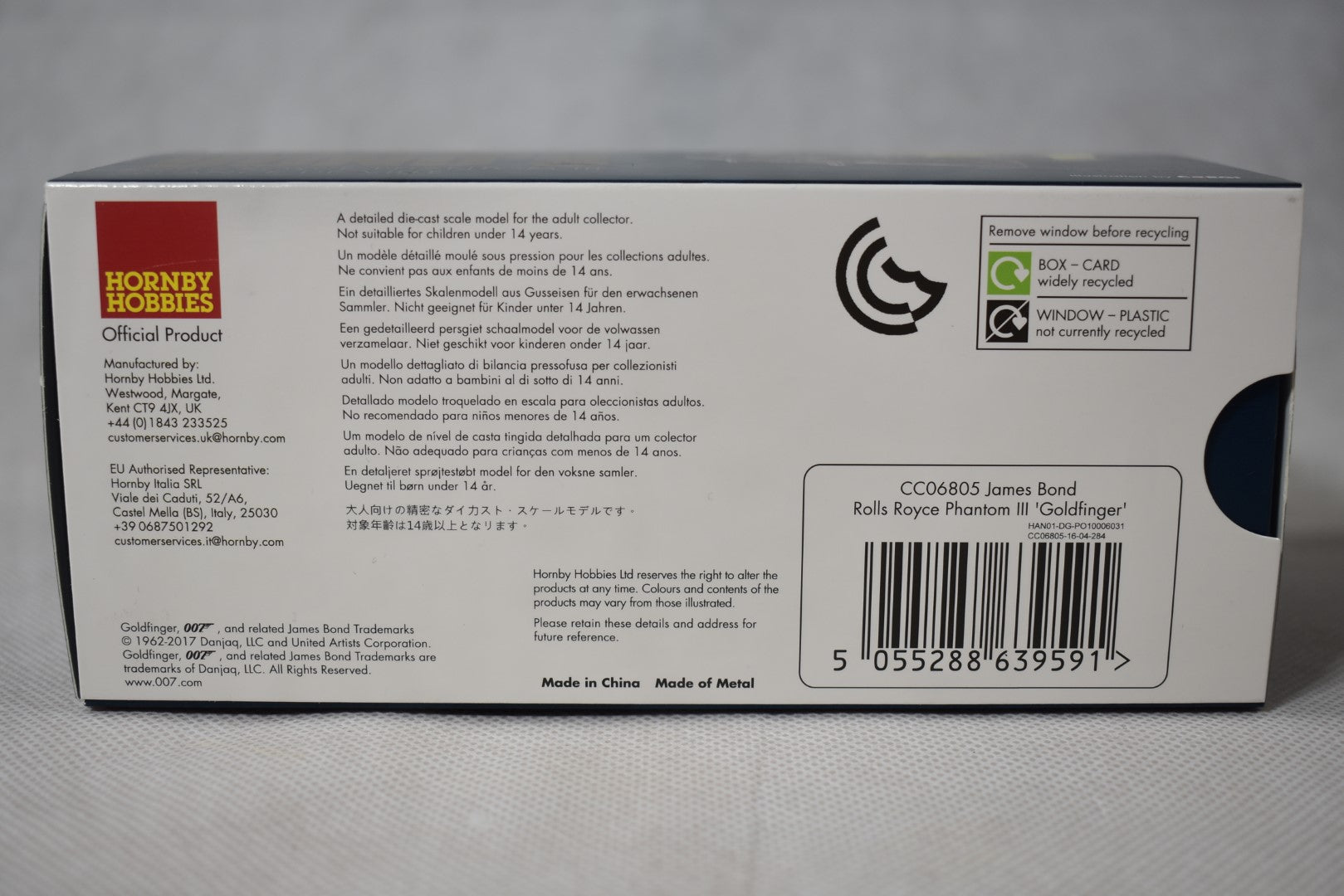 Corgi James Bond Goldfinger Rolls Royce Phantom box back