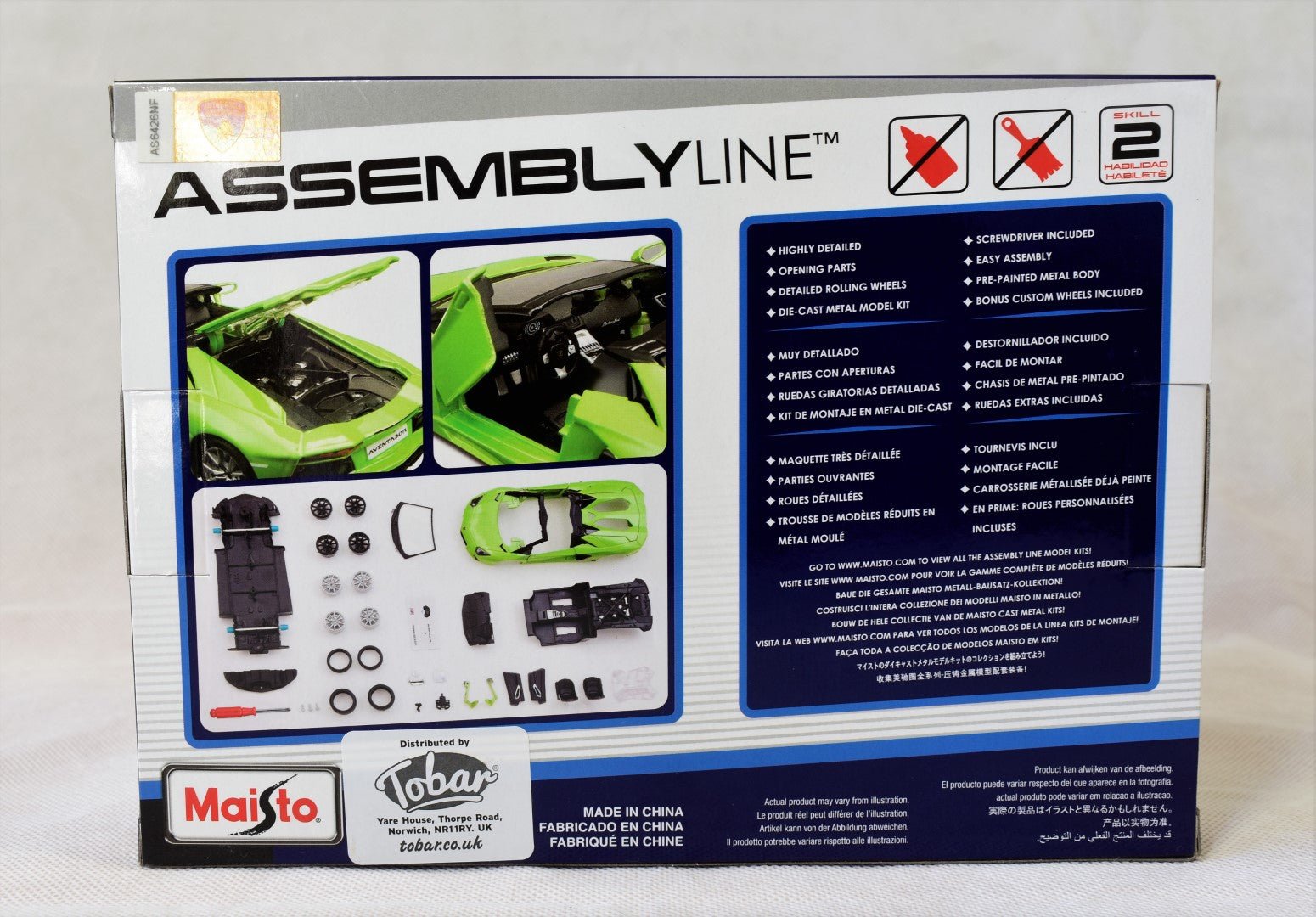 Maisto Assembly Line Lamborghini Aventador Roadster 1/24 diecast model kit back