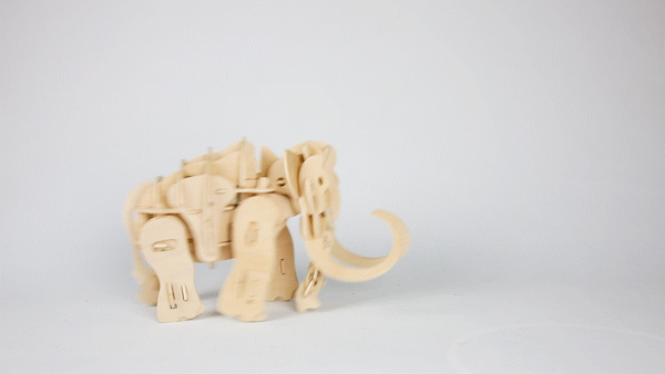 Rokr Walking Mammoth Wooden Puzzle model kit A400 walking gif