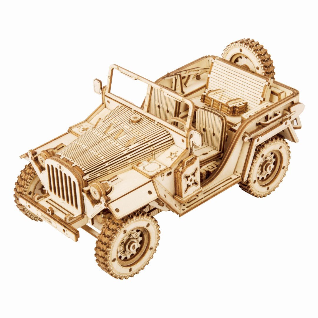 Rokr Army Jeep Wooden Model Kit MC701
