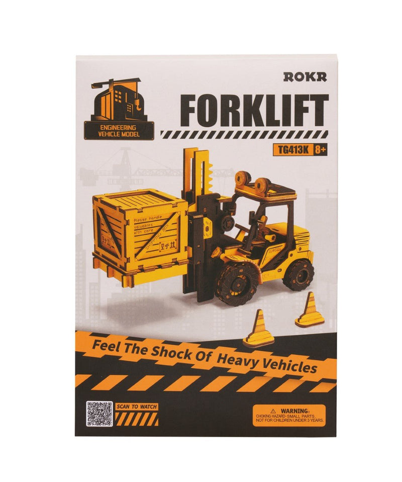 Rokr Forklift Truck Wooden Model Kit TG413K box