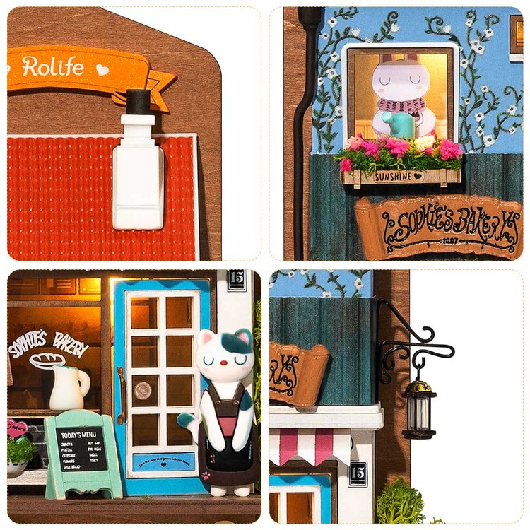Rolife Aroma Toast Lab DIY Miniature Hanging House Model Kit DS019 close up
