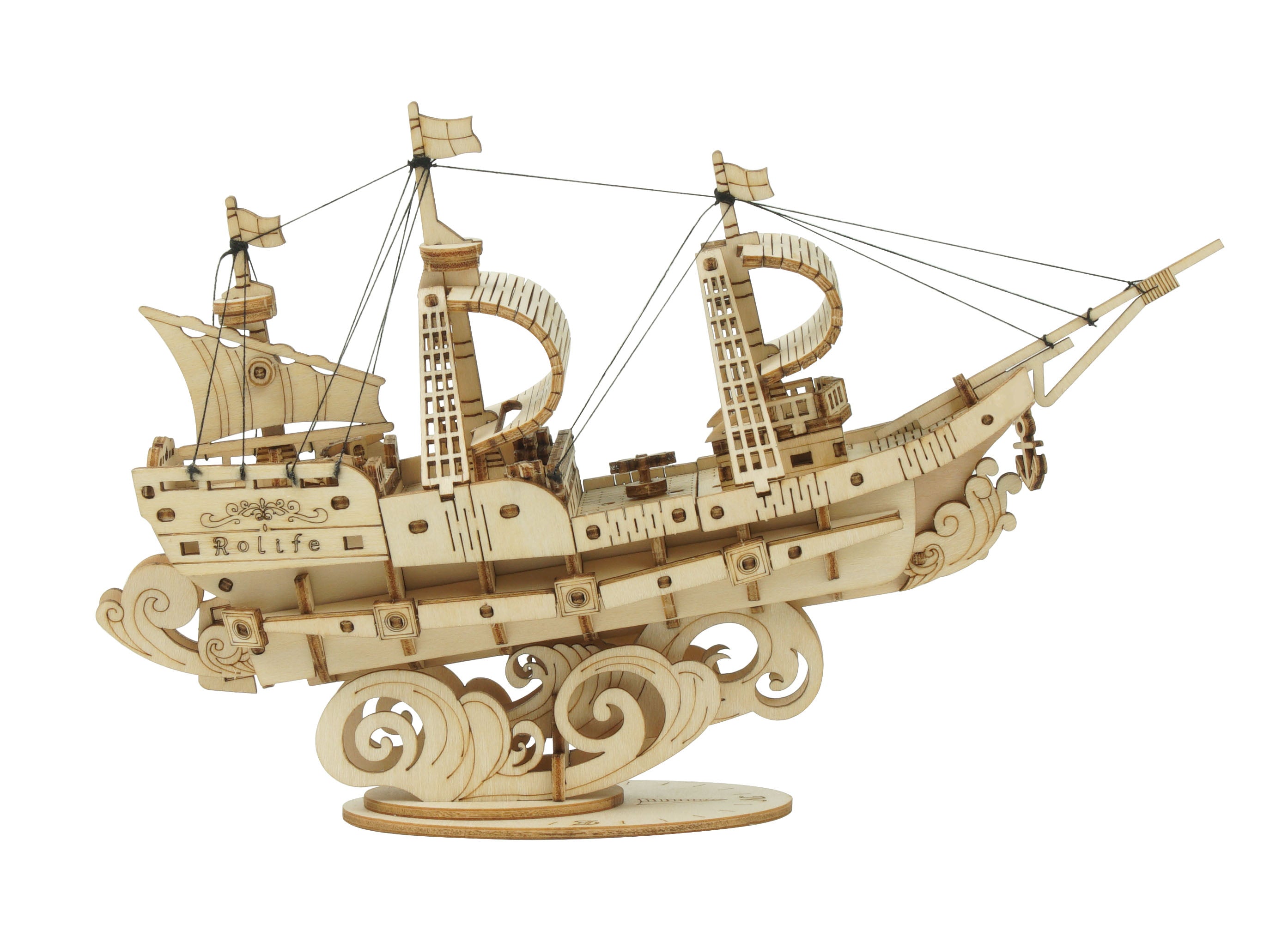 Rolife Sailing Ship Wooden Model Kit TG305 close up view