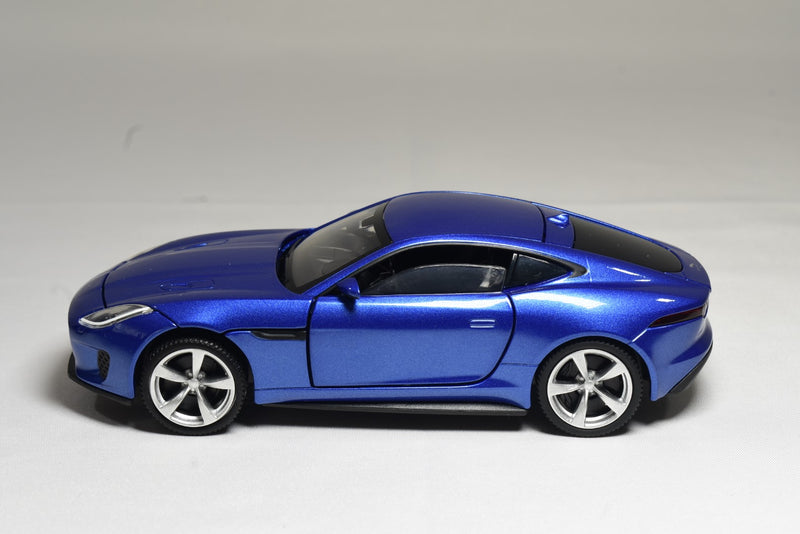 Tayumo Jaguar F-Type blue 1/32 scale diecast model Pull back and go lights and sound side