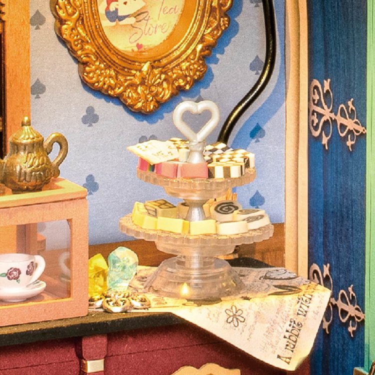 Rolife DIY Miniature House Alice's Tea Store model kit DG156 close up