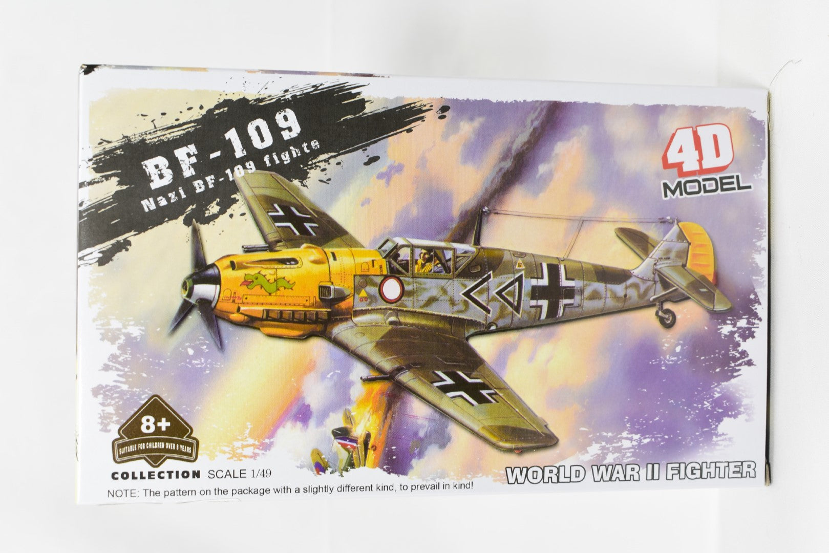 4D Model Messerschmitt BF-109 1/48 Scale Snap Fit Model Kit pre-painted No.1 box