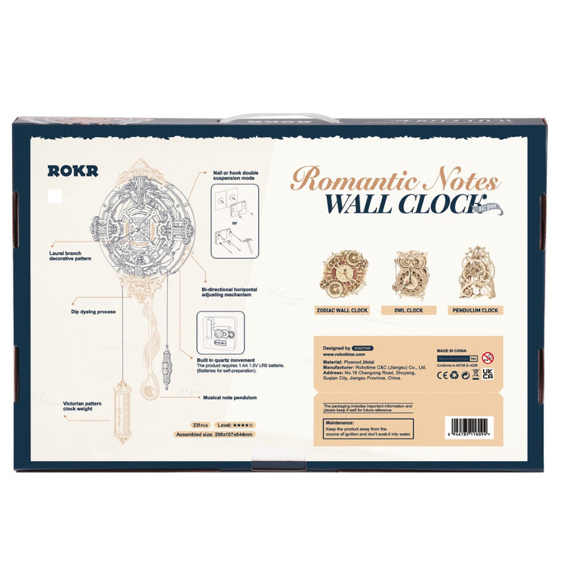 Rokr Romantic Notes Wall Clock LC701 box back