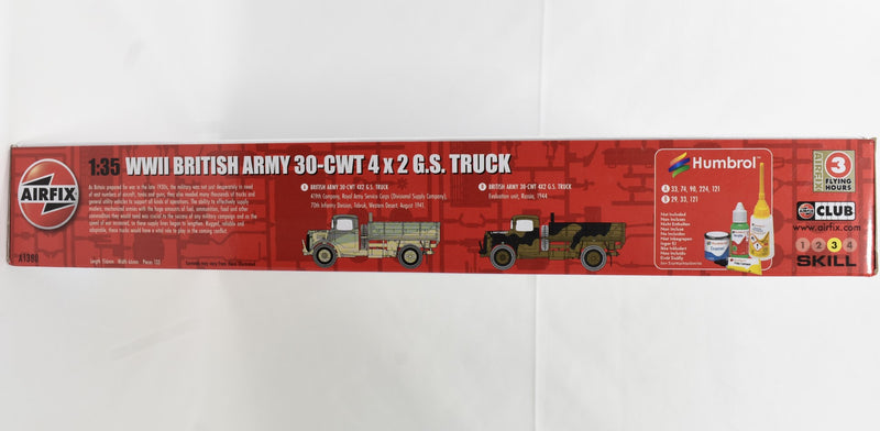 Airfix WWII British Army 30-CWT 4x2 G.S. Truck 1:35 Scale Model Kit A1380 details